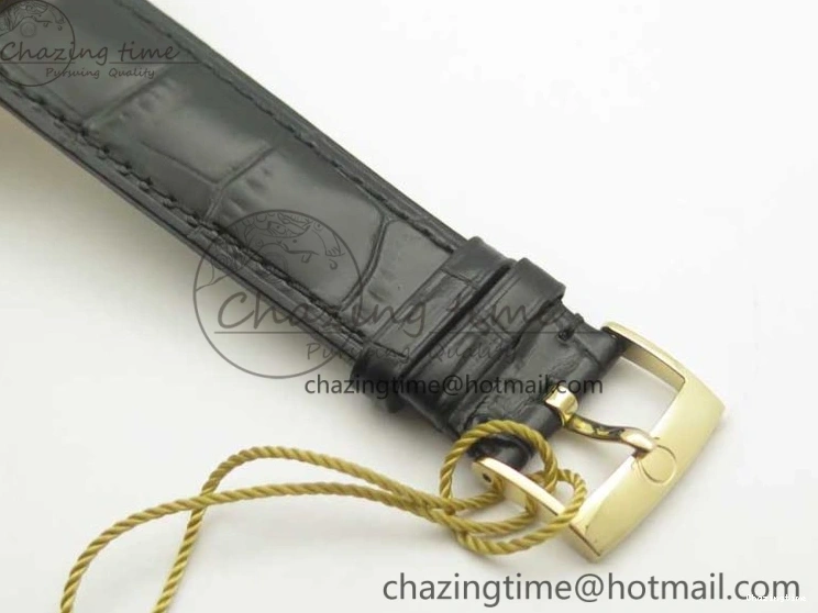 0419 De Ville YG MKF 1:1 Best Edition Silver Dial Diamonds Markers on Black Leather Strap MIYOTA 9015 V Flexible 8046